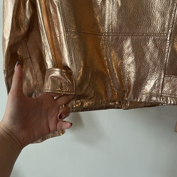 ZARA | Metallic Rose Gold Women's Vegan Leather Jacket - Picture 12 of 14